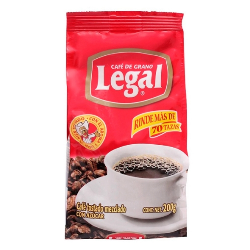 Café de Grano Legal Mezclado con Azúcar, 200 gr.